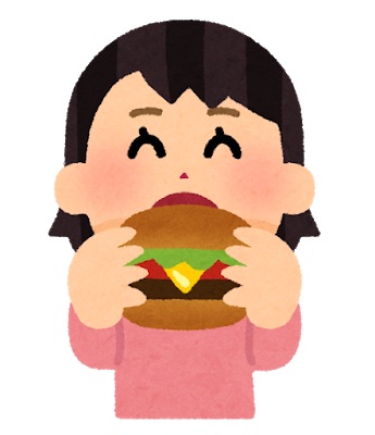 ハンバーガー食べる