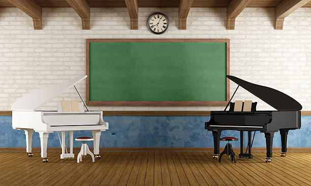 教室の置かれたグランドピアノ2台の画像